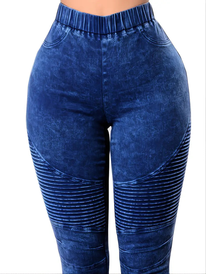 Chic High Waist Pleated Skinny Jeans