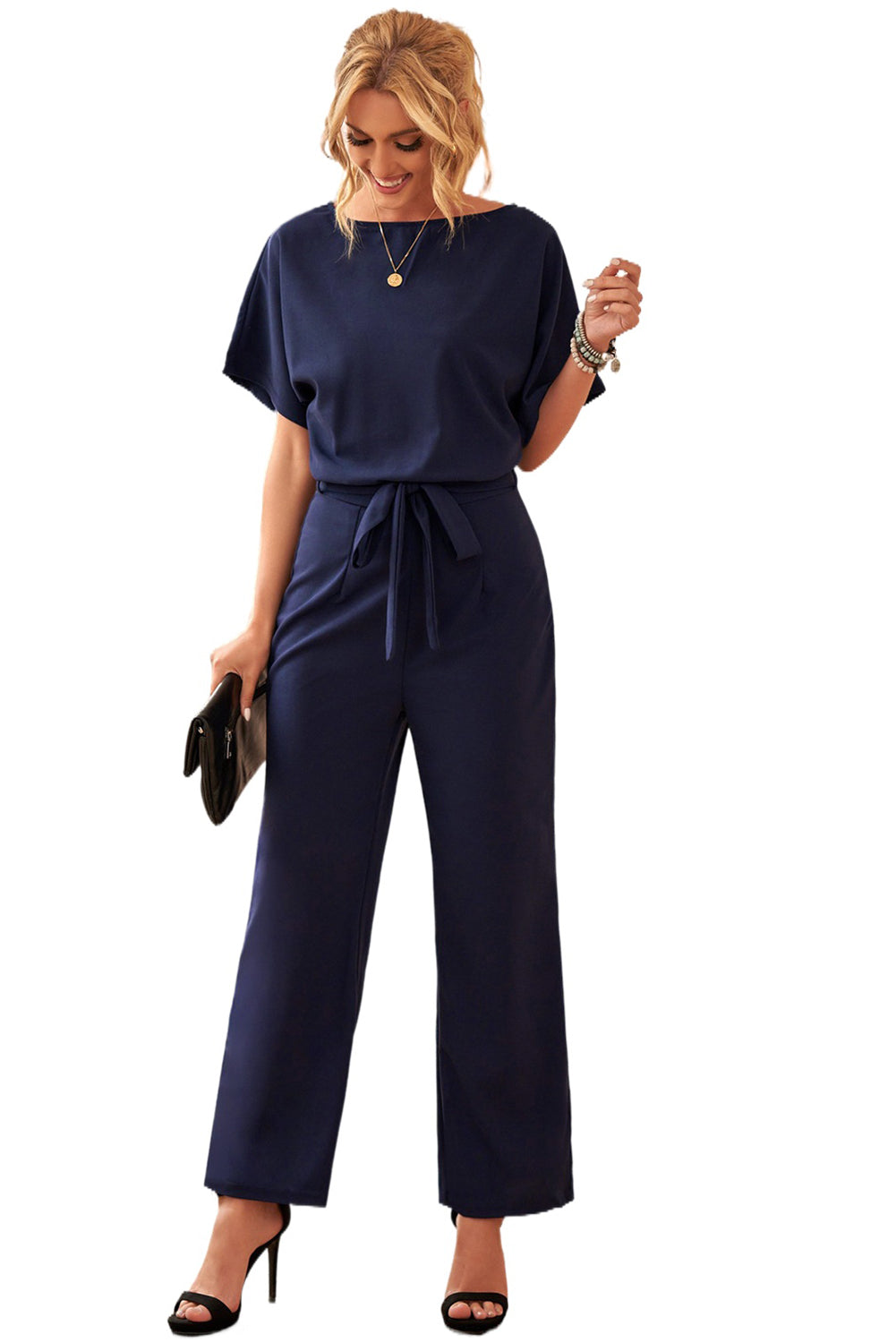 Chic Oh So Glam Wide Leg Jumpsuit - Blue
