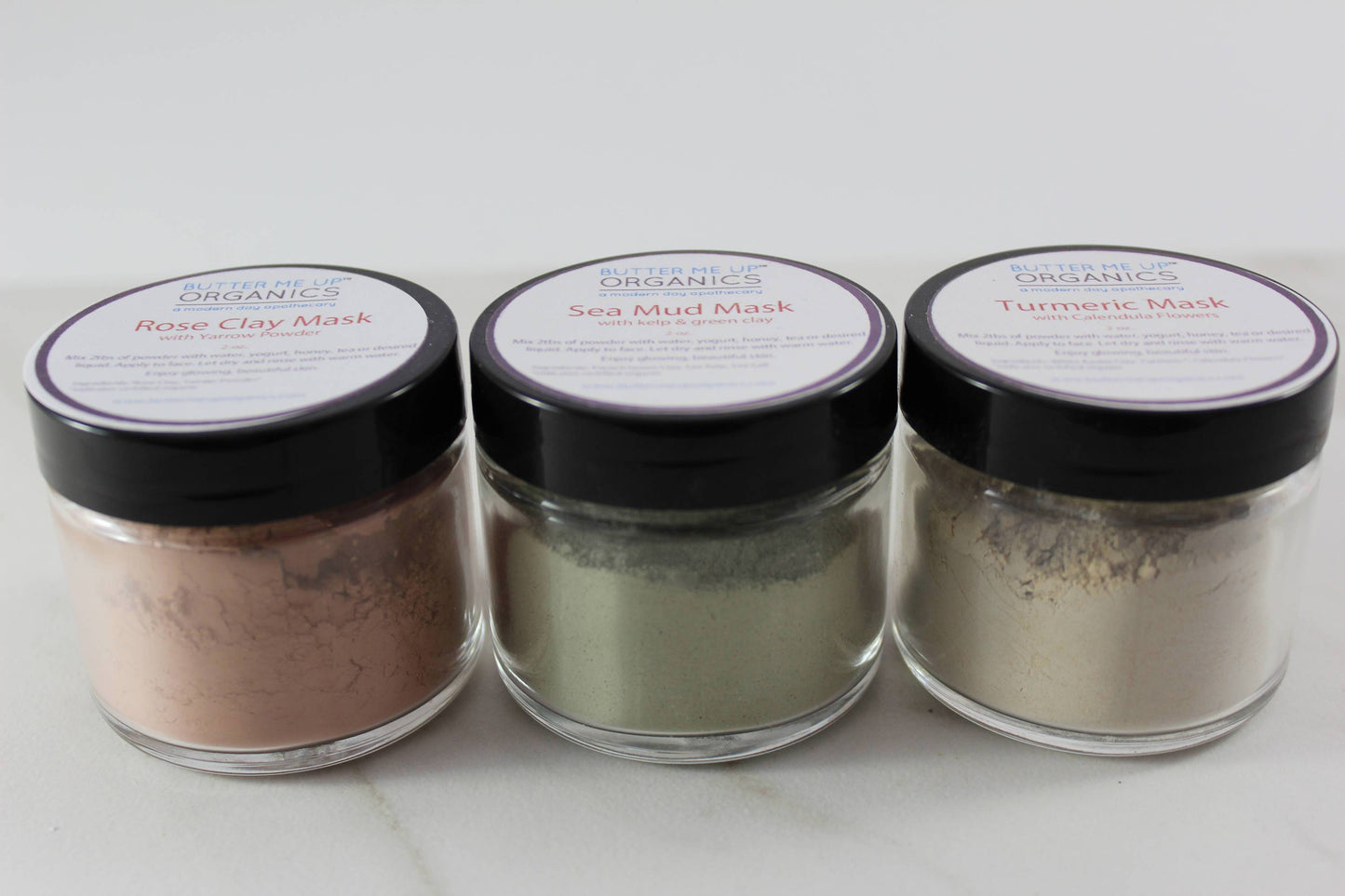 Clay Face Mask Trio - Rose, Sea Green, Turmeric Clay mask set
