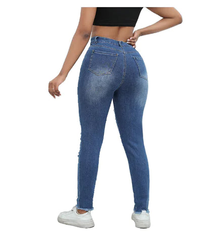 High Waist Stretchy Ripped Skinny Jeans for Women