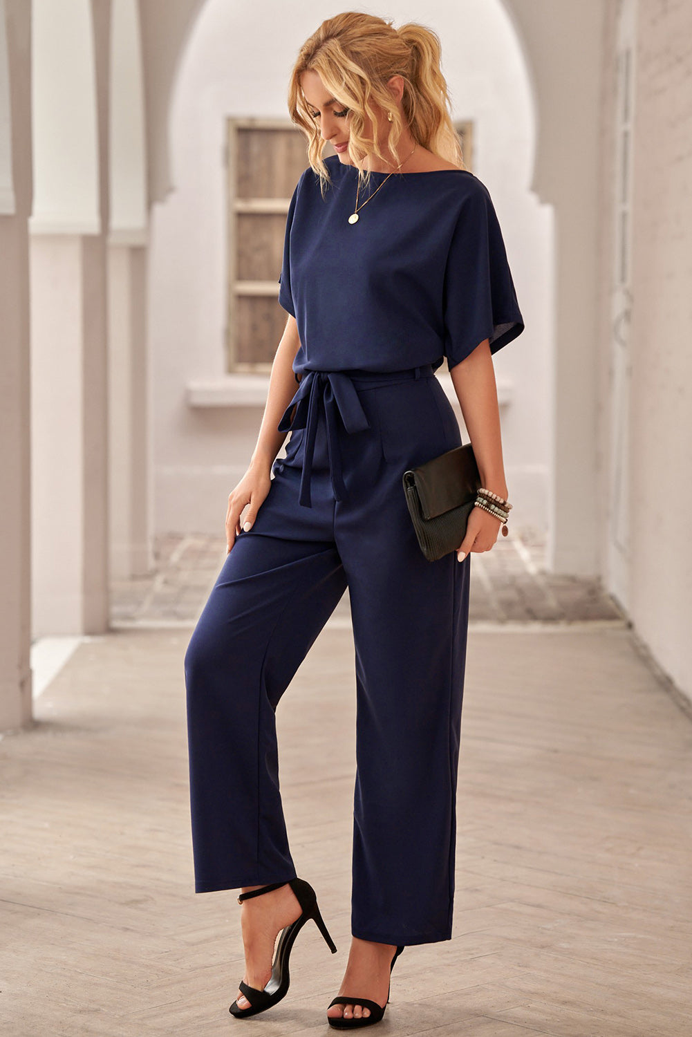 Chic Oh So Glam Wide Leg Jumpsuit - Blue