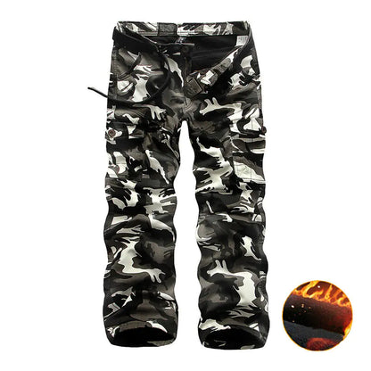 Men's Camouflage Cargo Pants with Fleece Lining