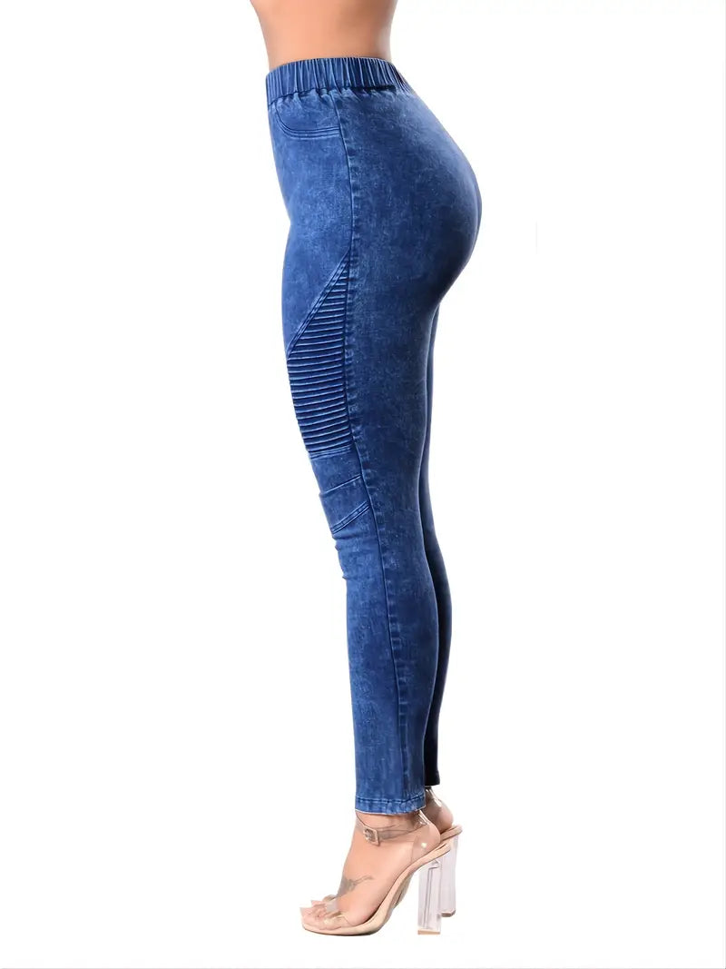 Chic High Waist Pleated Skinny Jeans