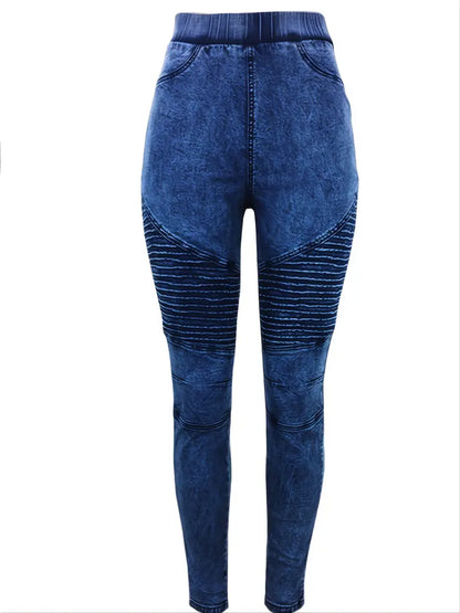 Chic High Waist Pleated Skinny Jeans