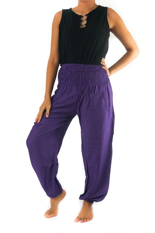 Women Boho Yoga Pants - Purple