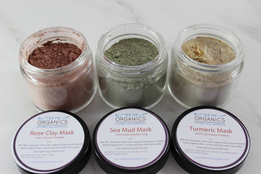 Clay Face Mask Trio - Rose, Sea Green, Turmeric Clay mask set