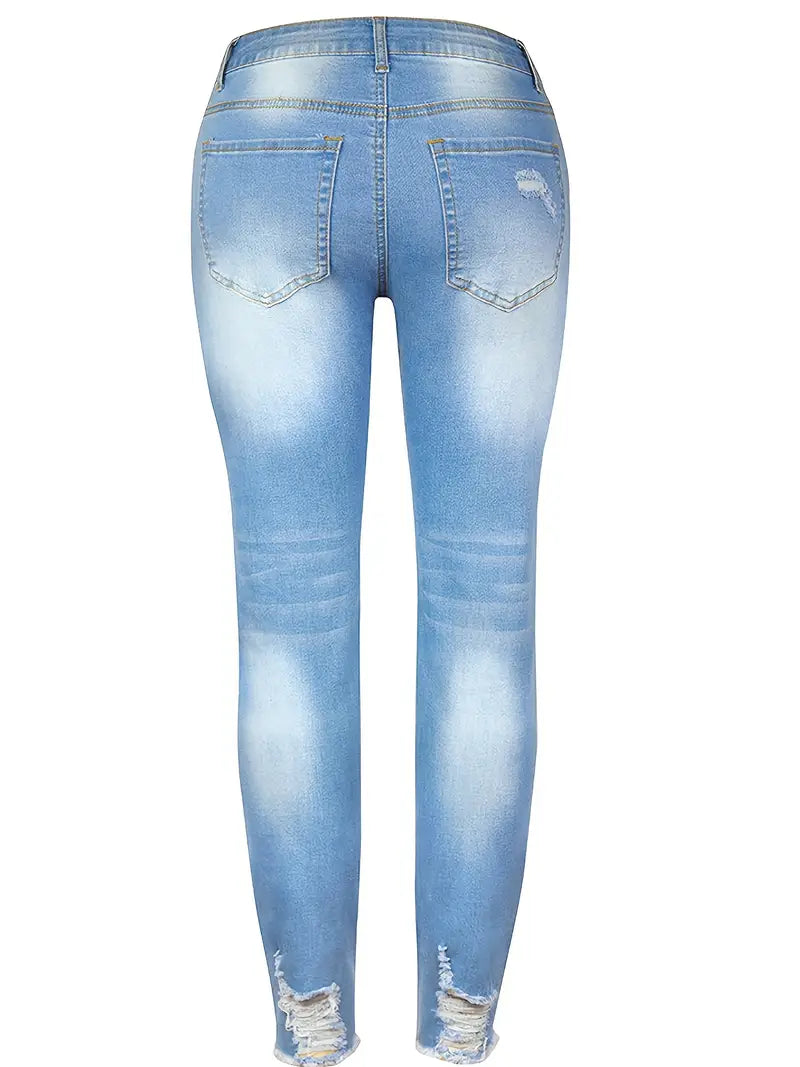 High Rise Distressed Ripped Cropped Skinny Jeans