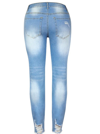 High Rise Distressed Ripped Cropped Skinny Jeans